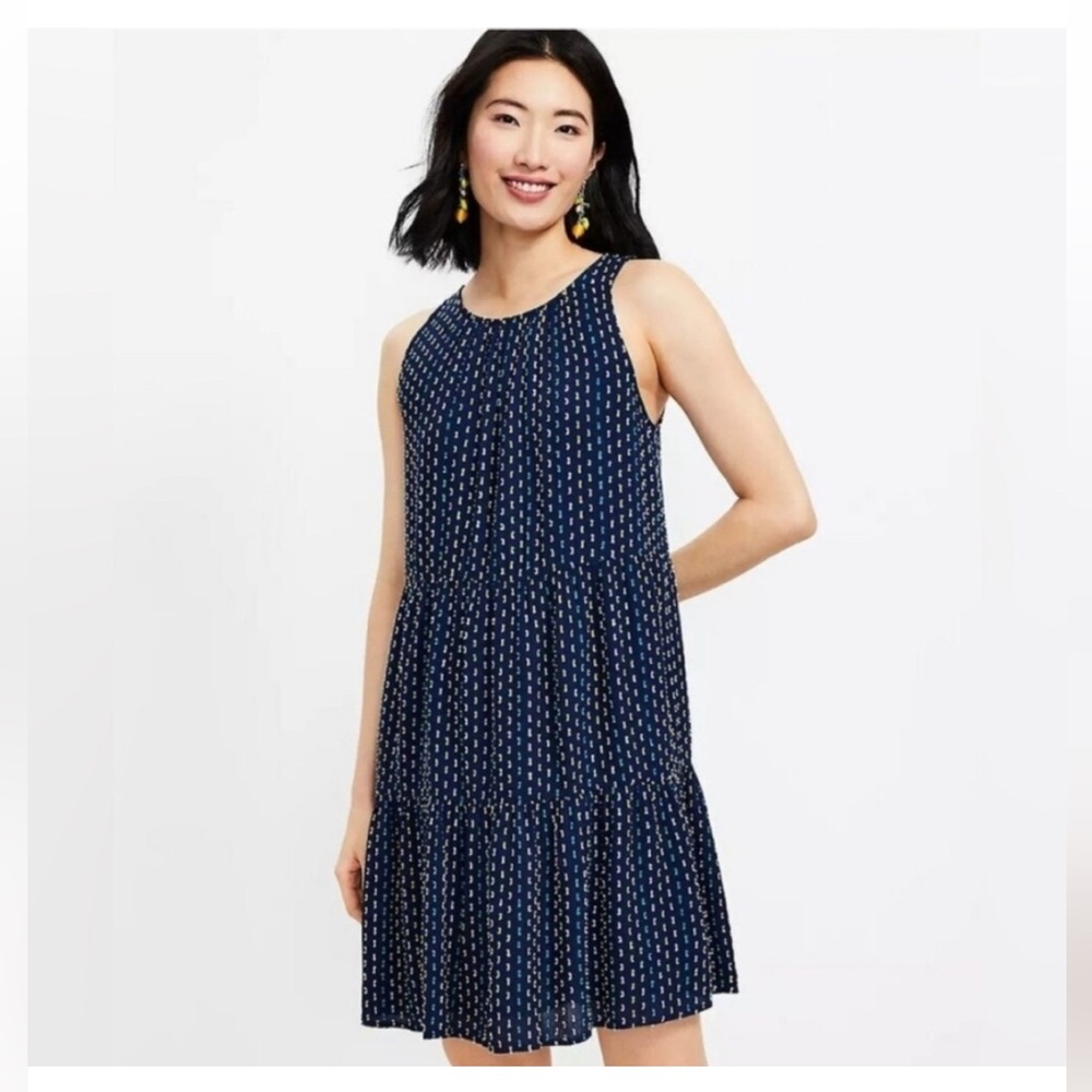 LOFT size small Navy Patterned Dress